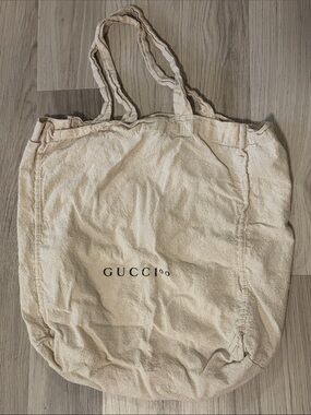 Gucci Beige Canvas Logo Tote